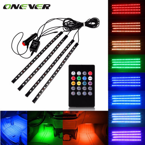 Car RGB LED Strip Light Music Control LED Strip lights 8 Colors Car Styling Atmosphere Lamps Car Light With Remote