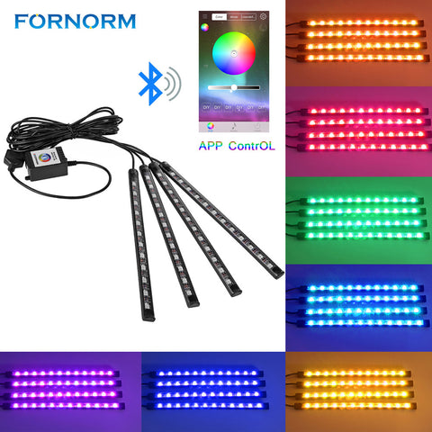 FOENORM Car RGB LED Strip Light Music Control LED Strip lights Atmosphere Decoration Lamp Car Interior Light Phone APP Control